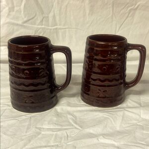 2 Vintage MarCrest Daisy and Dot Glazed Stoneware Mugs